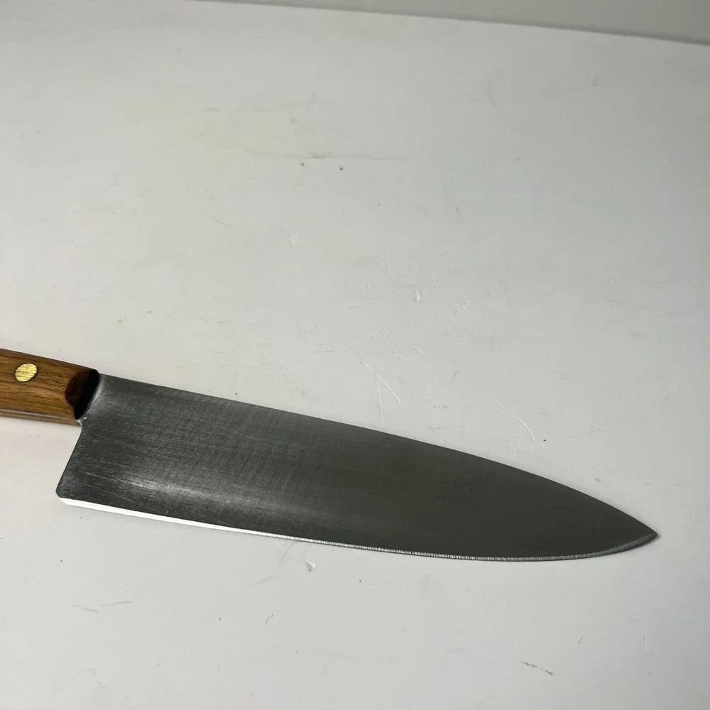 Chicago Cutlery 42S Chef Knife 8 Inch Brown‎ Walnut Wood Handle Vintage